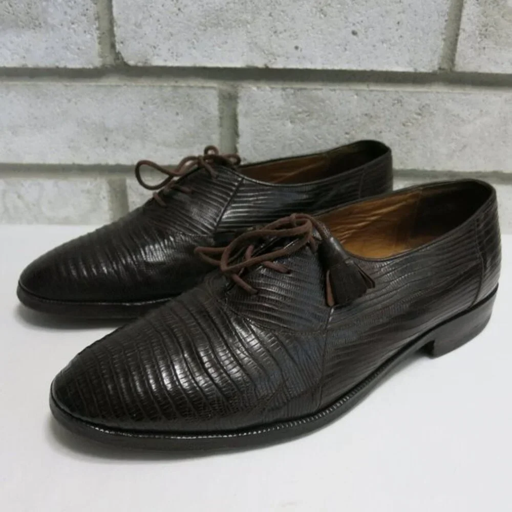 Ennesi Genuine Lizard Vintage Dress Oxfords Authentic Footwear Shoes 7
